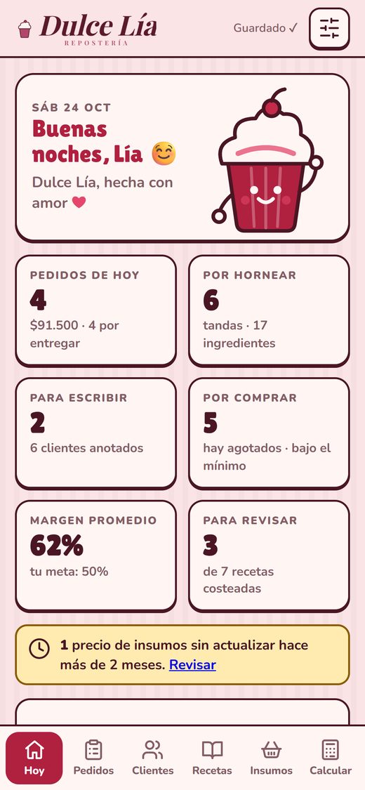 Pantalla Hoy de Medaplate Repostería